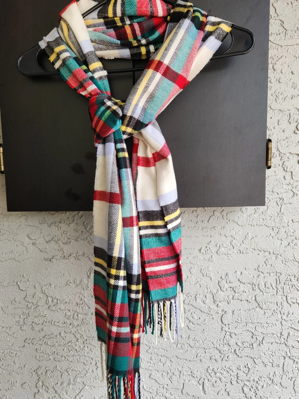 Classic Multicolor Plaid Fringe Blanket Scarf – Cozy Fall Winter Cottagecore
